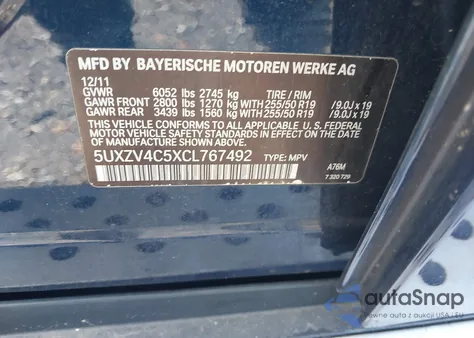 2012 BMW X5 xDrive35I/xDrive35I Premium/xDrive35I Sport Activity from USA, damaged, VIN 5UXZV4C5XCL767492